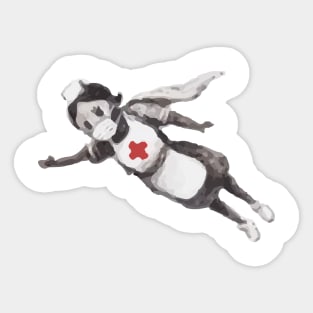 Banksy Superhero Nurse Sticker